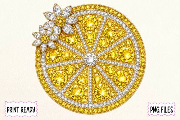 Download Rhinestone Lemon Slice Floral Design - Floral design Collection