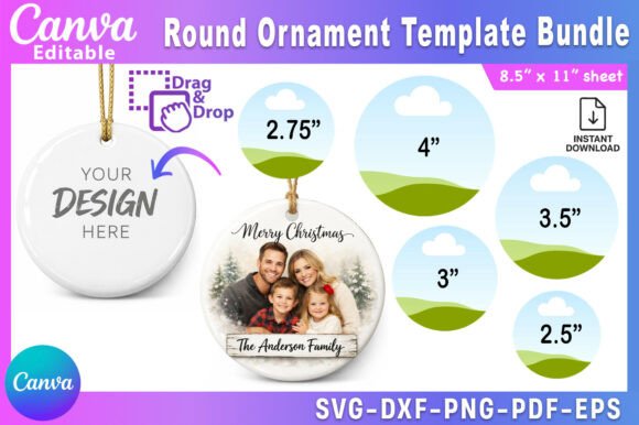 Download Round Ornament Canva Template Bundle - Ornament Collection