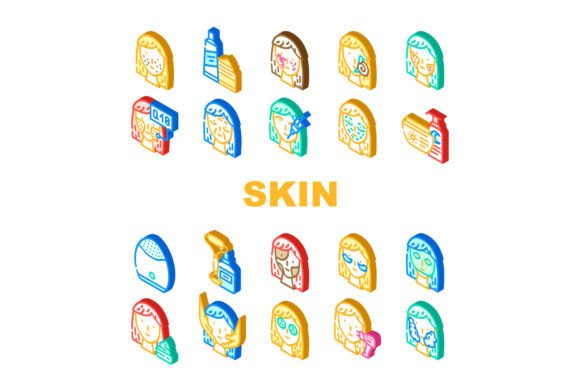 Download Facial Skin Care and Treatment Icons Set - Skin care Collection