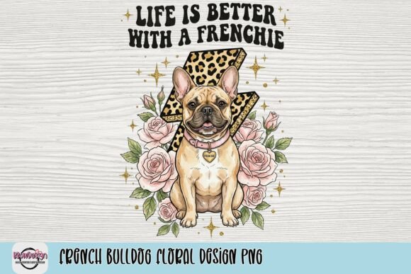 Download French Bulldog Floral Design PNG - Premium Resources