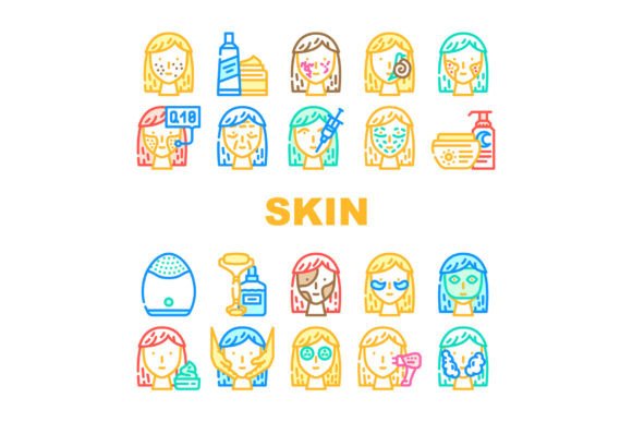 Download Facial Skin Care and Treatment Icons Set - Skin care Collection